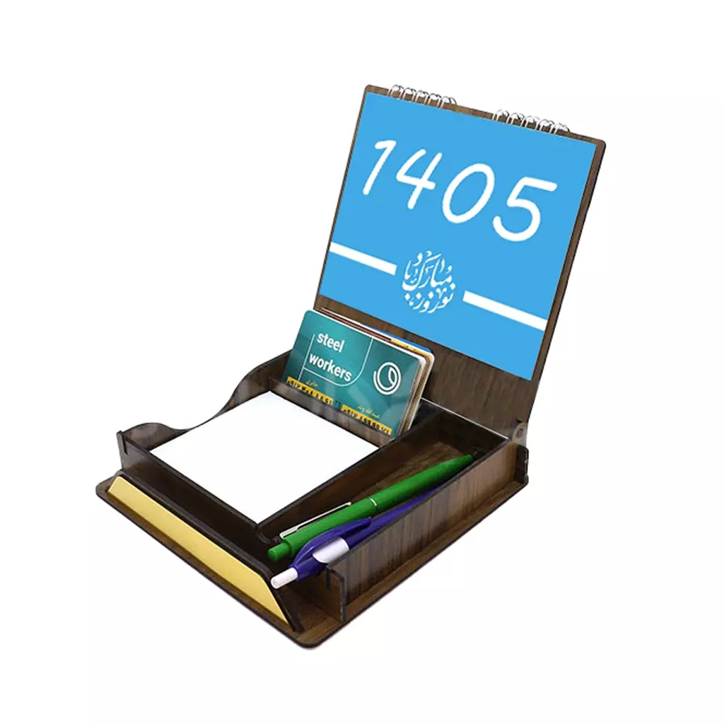 عکس اصلی تقویم رومیزي چوبی 1405، کد J-101