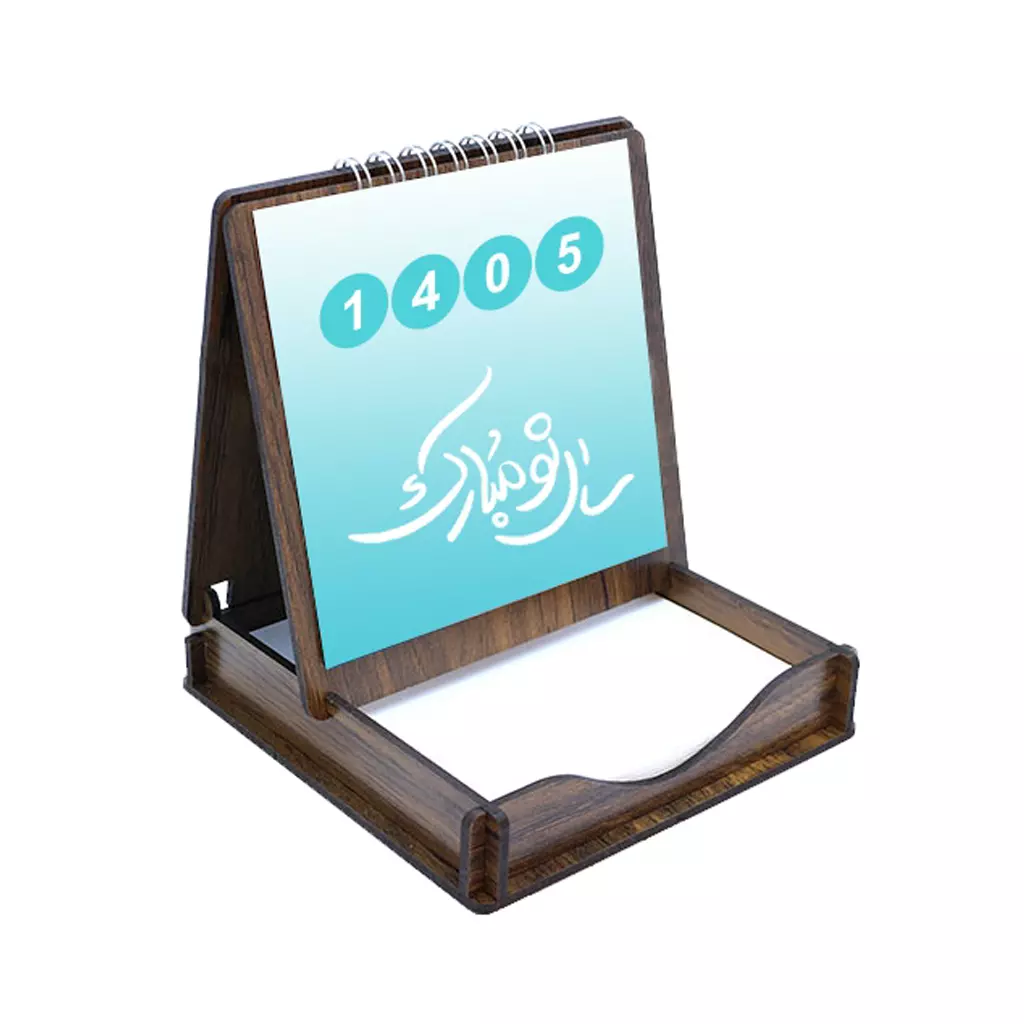 عکس اصلی تقویم رومیزي چوبی 1405، کد J-102