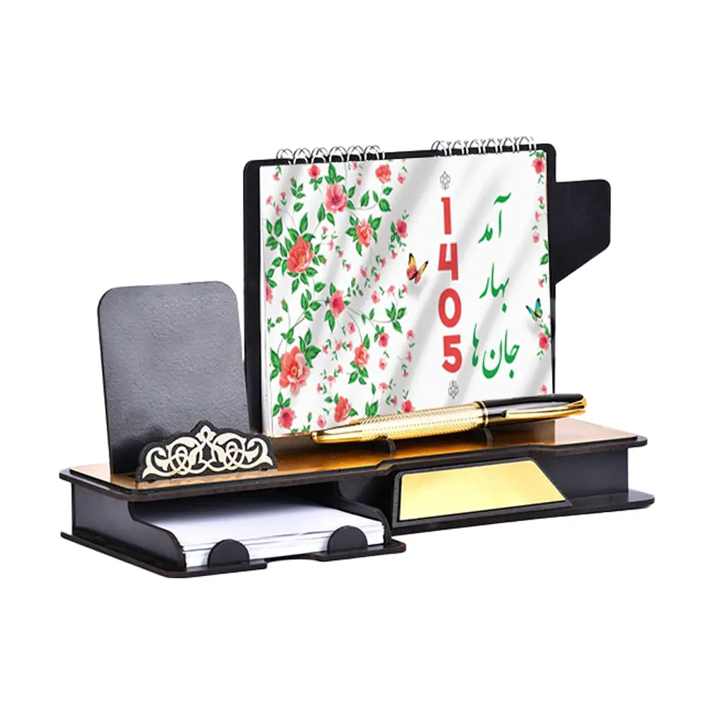 عکس اصلی تقویم رومیزي چوبی 1405، کد J-106
